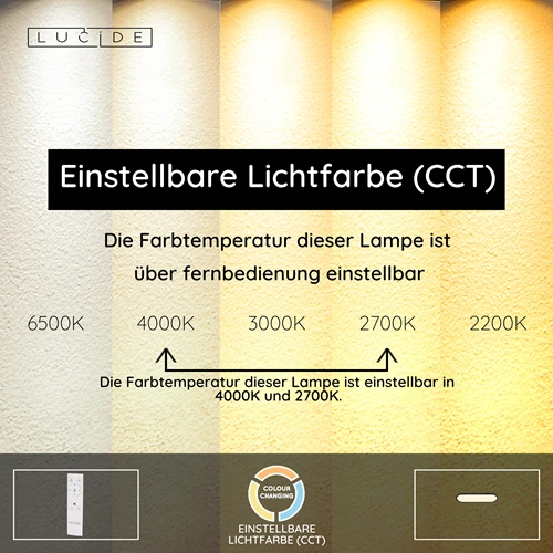 Lucide ELLY - Deckenleuchte - LED Dim. - CCT - 1x24W 2700K/4000K - Opal | Essential - USP